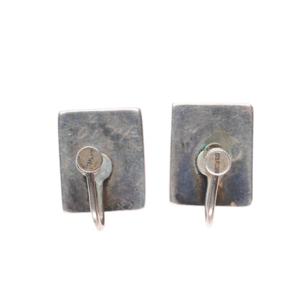 c1940-50's John Gordon Leak Zuni sterling silver arrow inlaid earrings