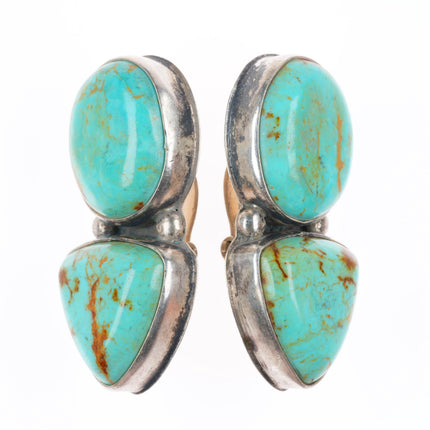 David Troutman southwestern sterling silver turquoise clip-on earrings