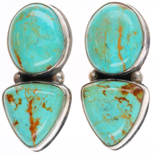 David Troutman southwestern sterling silver turquoise clip-on earrings