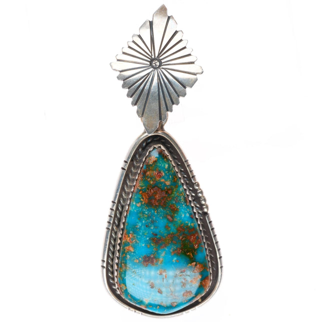 vintage Navajo sterling silver Pilot Mountain turquoise pendant