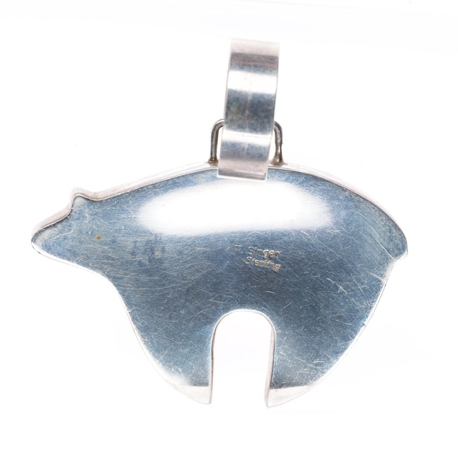 Tommy Singer Navajo sterling silver bear pendant