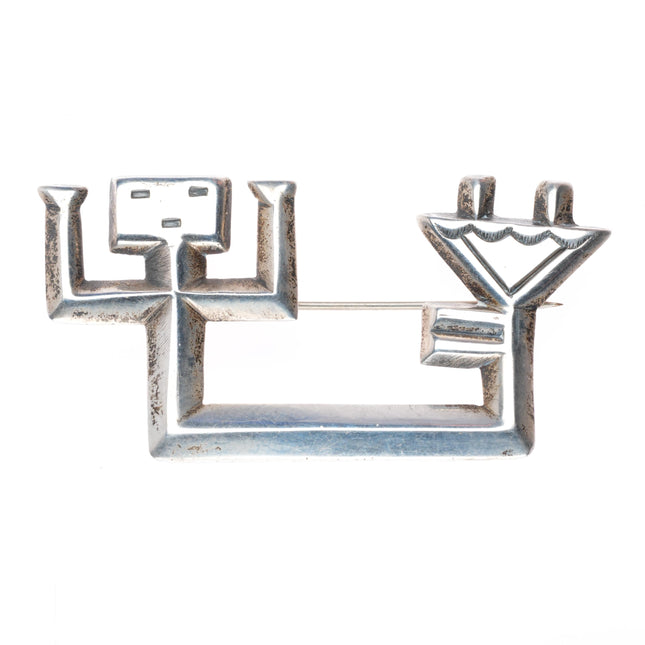 c1950's Navajo Arts and Crafts Guild sterling silver cast Yei pin/brooch