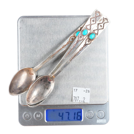 UITA-6 United Indian Traders Assn Navajo sterling silver turquoise spoons (3)