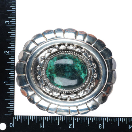 1.5" vintage Orville Tsinnie Navajo sterling silver chrysocolla belt buckle