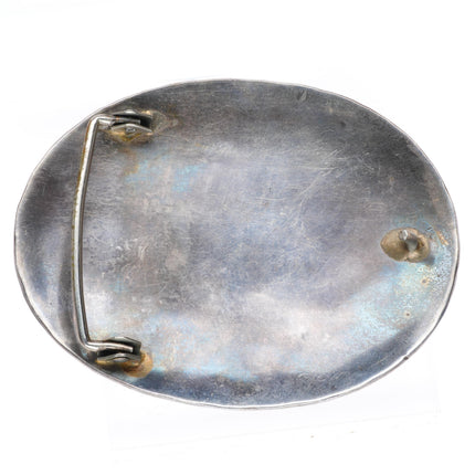 2" Bisbee Turquoise big Navajo sterling silver vintage belt buckle