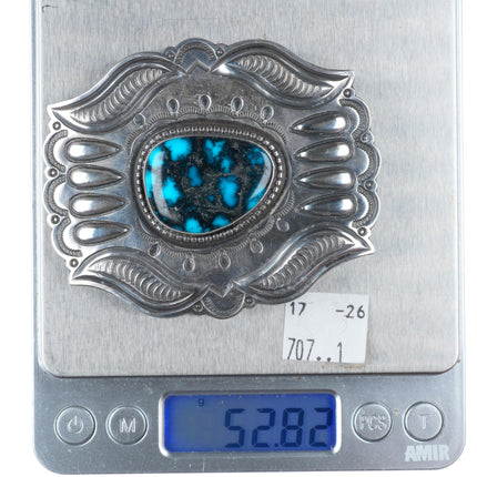 1.25" Harry Morgan Navajo sterling silver high grade turquoise belt buckle