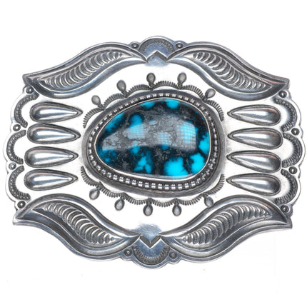 1.25" Harry Morgan Navajo sterling silver high grade turquoise belt buckle