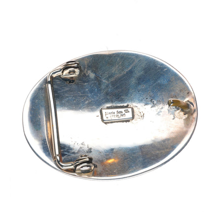 1.25" Uncle Sam W Navajo sterling silver oval vintage belt buckle