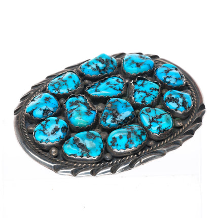 1.5" vintage Spencer Navajo sterling silver turquoise nugget belt buckle