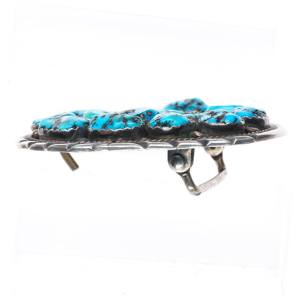 1.5" vintage Spencer Navajo sterling silver turquoise nugget belt buckle
