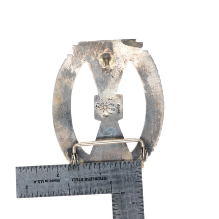 1.5" vintage F.L. Begay Navajo sterling silver high grade turquoise belt buckle