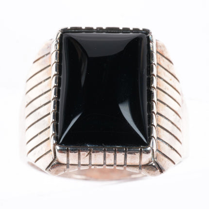 sz12 Ray Jack Navajo sterling silver onyx size 12 men's ring