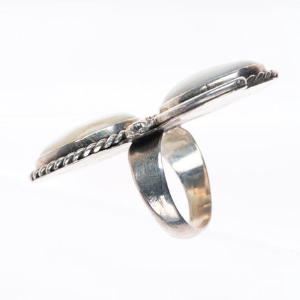 sz6.25 vintage Navajo sterling silver long mother of pearl shell size 6.25 ring