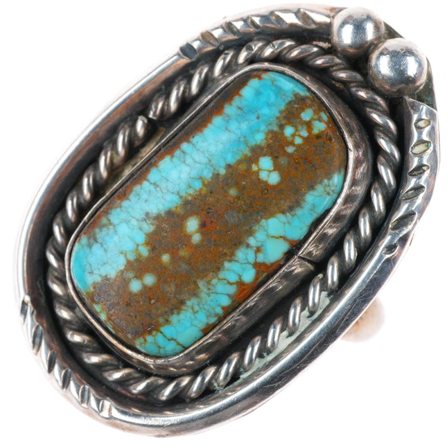 sz6.5 vintage Navajo sterling silver waterweb boulder turquoise ring