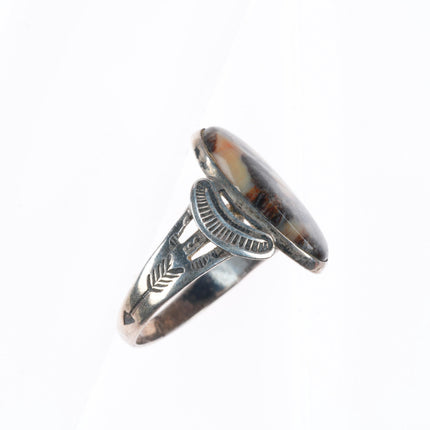 sz10 1940's vintage Navajo Fred Harvey era sterling silver petrified wood ring