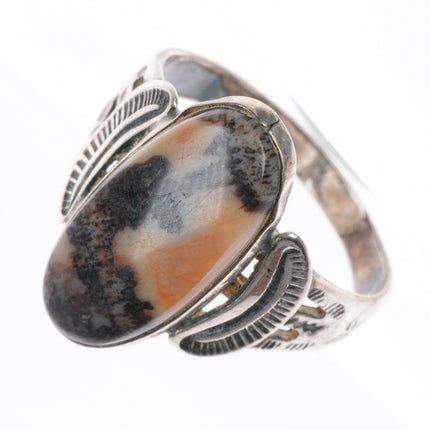 sz10 1940's vintage Navajo Fred Harvey era sterling silver petrified wood ring