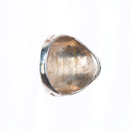 sz10 vintage K Zuni sterling silver carved high grade turquoise size 10 ring
