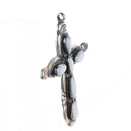 Philip Iule Zuni sterling silver mother of pearl shell cross pendant
