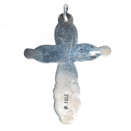 Philip Iule Zuni sterling silver mother of pearl shell cross pendant