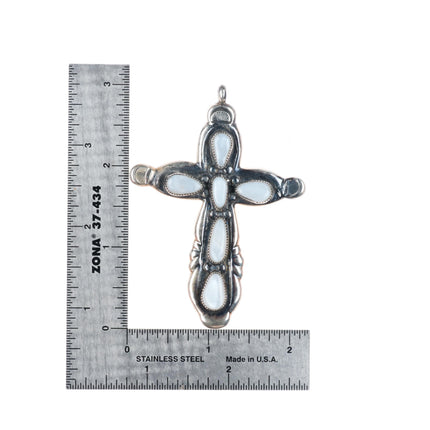 Philip Iule Zuni sterling silver mother of pearl shell cross pendant