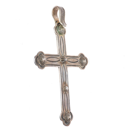 Kee Nataani Navajo sterling silver deep stamped cross pendant