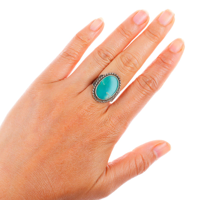 sz7 c1940 vintage Navajo Arizona Gem Silica sterling silver size 7 ring