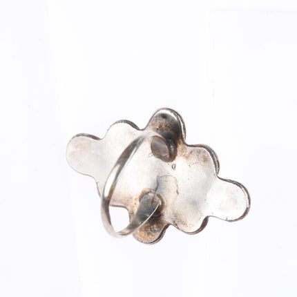 sz6 vintage Zuni sterling silver 9 stone shadowbox turquoise ring