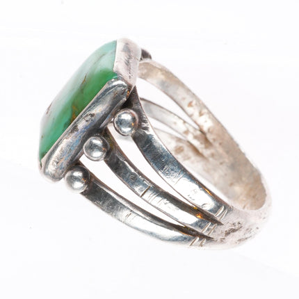 sz 6.5 Antique Navajo ingot silver ring with nice green turquoise