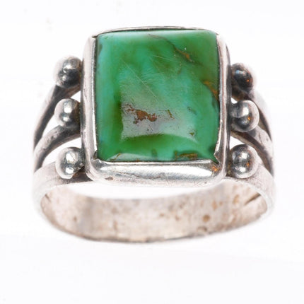 sz 6.5 Antique Navajo ingot silver ring with nice green turquoise