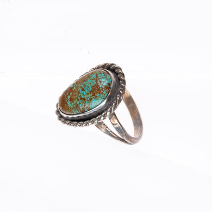 sz5 vintage Navajo sterling silver red Spiderweb turquoise rope bezel ring