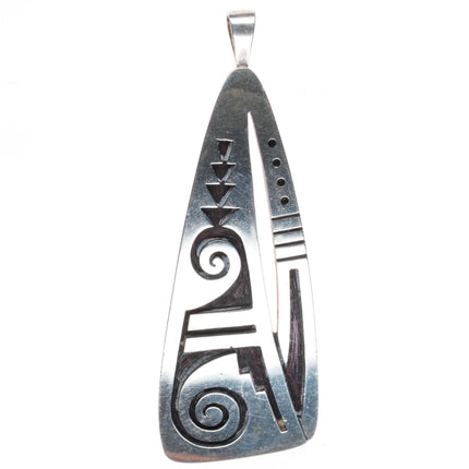 Duane Tawahongva Hopi overlay pendant with open center sterling silver