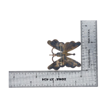 Lasiloo Zuni sterling silver multi-ston/shell inlay butterfly pendant-Pin/brooch