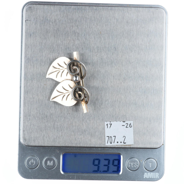 Alphonse La Paglia - Georg Jensen sterling silver art deco leaf pin/brooch