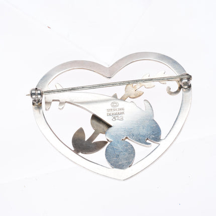 Georg Jensen sterling silver Leaping Dolphin Heart Brooch/pin