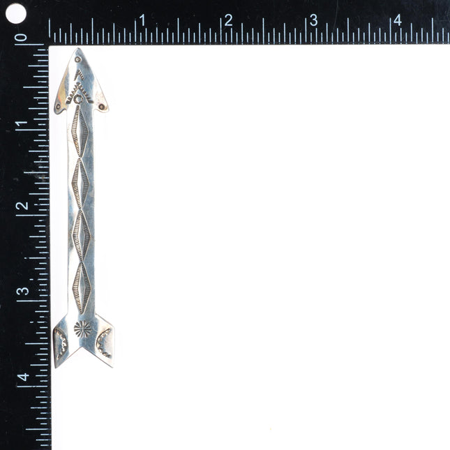 Big Navajo Three Smokes Trading vintage stamped sterling silver arrow pin/brooch