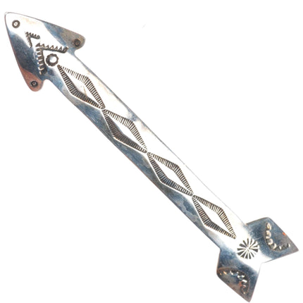 Big Navajo Three Smokes Trading vintage stamped sterling silver arrow pin/brooch