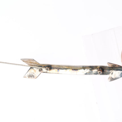 Big Navajo Three Smokes Trading vintage stamped sterling silver arrow pin/brooch