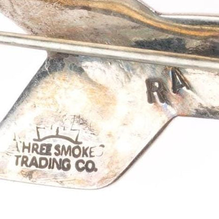 Big Navajo Three Smokes Trading vintage stamped sterling silver arrow pin/brooch