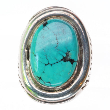 sz7.25 vintage Navajo sterling silver turquoise textured ring