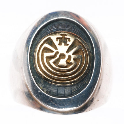 sz7.5 Jason Takala Hopi 14k gold sterling silver man in the maze ring