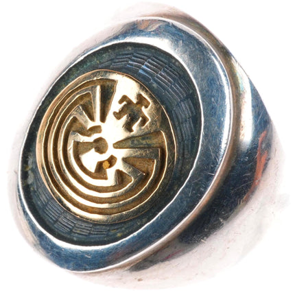 sz7.5 Jason Takala Hopi 14k gold sterling silver man in the maze ring