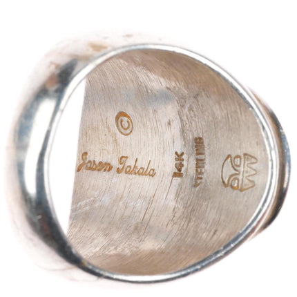 sz7.5 Jason Takala Hopi 14k gold sterling silver man in the maze ring