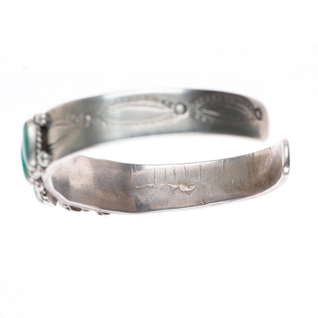 6.75" Antique 1920's-30's Navajo ingot silver turquoise row cuff bracelet