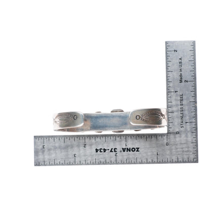 6.75" Antique 1920's-30's Navajo ingot silver turquoise row cuff bracelet