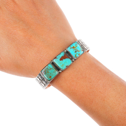 6.25" Helen Harrison Navajo sterling silver cuff bracelet - high grade turquoise