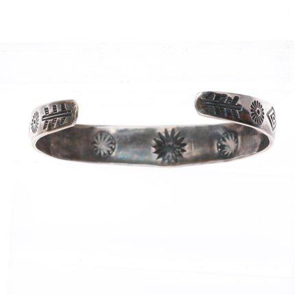 6.7" 1930's Navajo hand stamped sterling silver Fred Harvey cuff bracelet