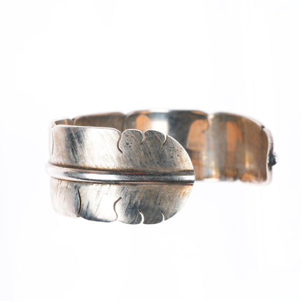 5.5" Michael Kirk Isleta/Navajo sterling silver feather cuff bracelet