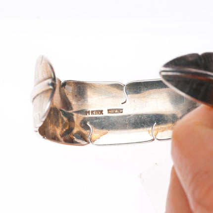 5.5" Michael Kirk Isleta/Navajo sterling silver feather cuff bracelet