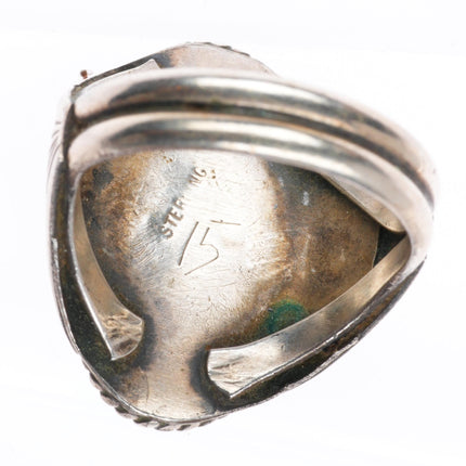 sz11 vintage Navajo sterling silver 2 stone turquoise size 11 men's ring