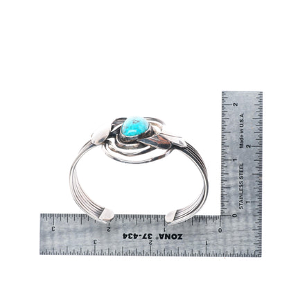 6" Vintage CRN Native American sterling silver turquoise cuff bracelet